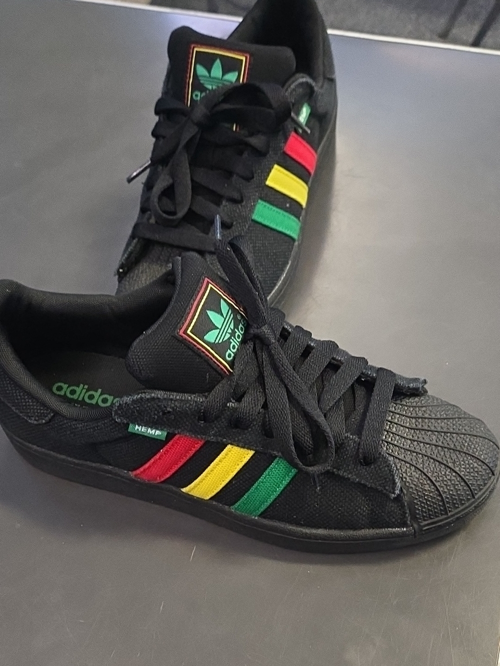 RARE adidas Black Sneakers with Green, Yellow & Red Accents - Picture 3 of 8